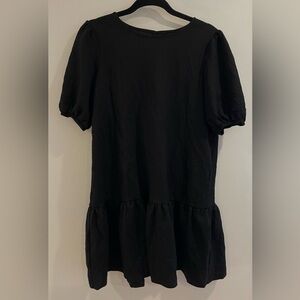 Black Mini Linen Shift Dress Size Medium